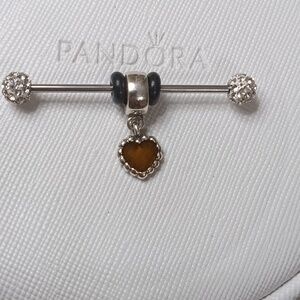 PandoraVintageSilver Orange Enamel Forever Heart Dangle Charm/Pendant (2 Listed)
